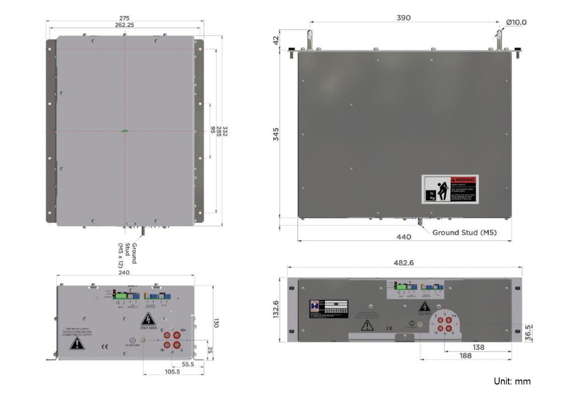 Mechanical Drawing - Advanced Energy / HiTek EG353 Power Supplies